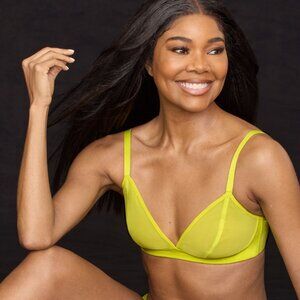 👗Knix Mesh Deep V Bra, Citron NEW - XXL